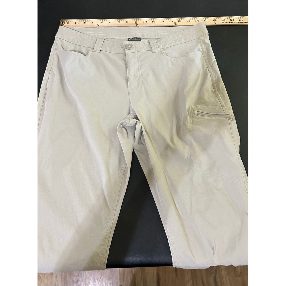 Eddie Bauer Pants Women 12 Beige Guide Pro Cargo Outdoor Lightweight Hiking GORP - Picture 4 of 13